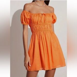 Faithfull the Brand Vibrant Orange Mini Dress